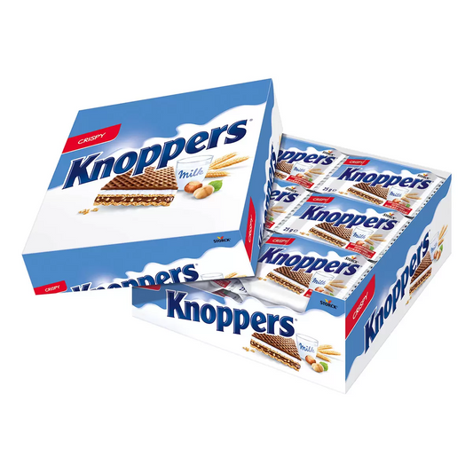 Storck Knoppers crispy milk hazelnut wafer bars 24 x 25g bulk pack