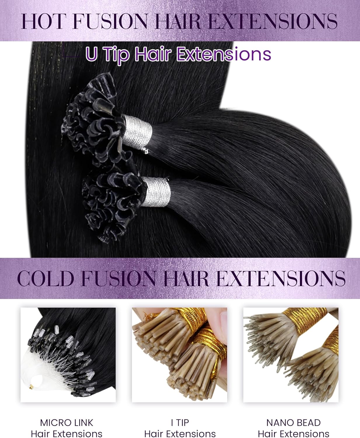 U tip hair extensions 50 strands natural black
