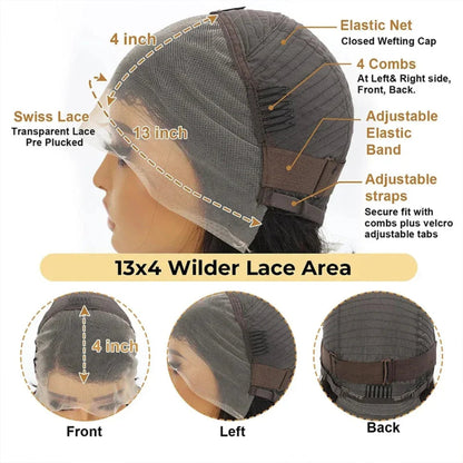 13x4 lace front short pixie cut wig natural color