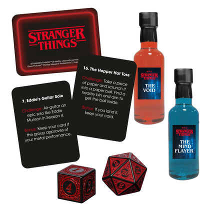 Stranger Things themed gift set with drink mixers and dice