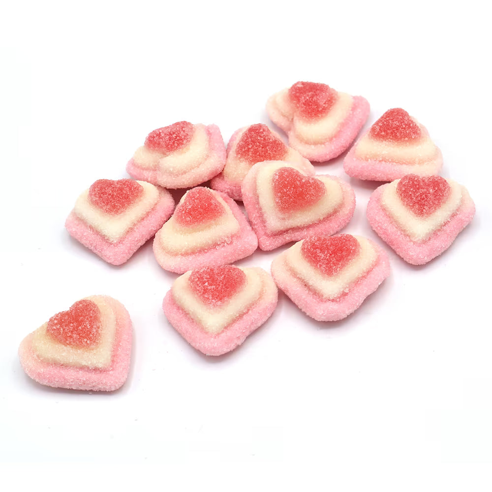 Sugar coated heart shaped jelly candy