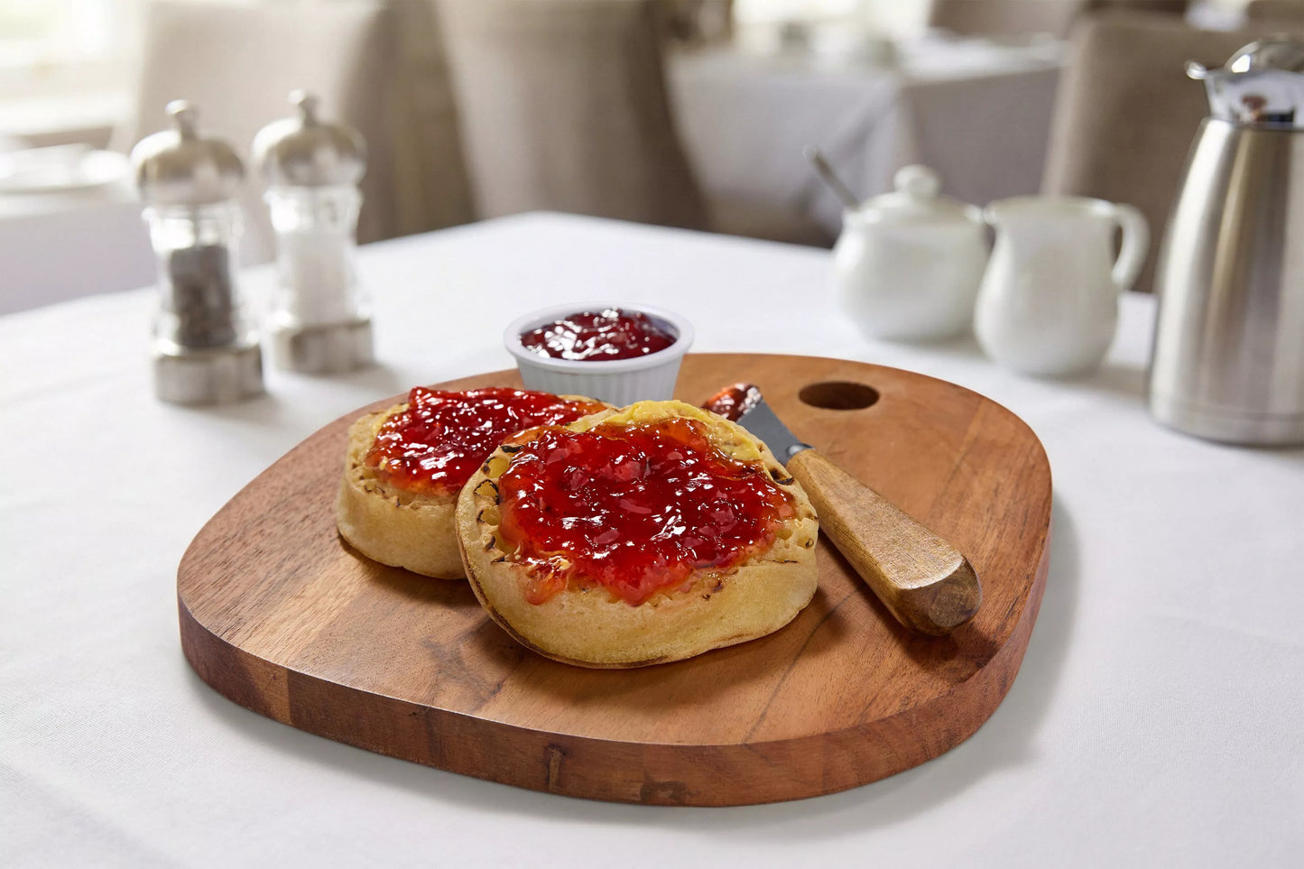 Single serve strawberry jam portions for breakfast buffets