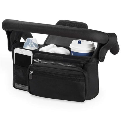 Baby pram storage bag for phone and bottle holder