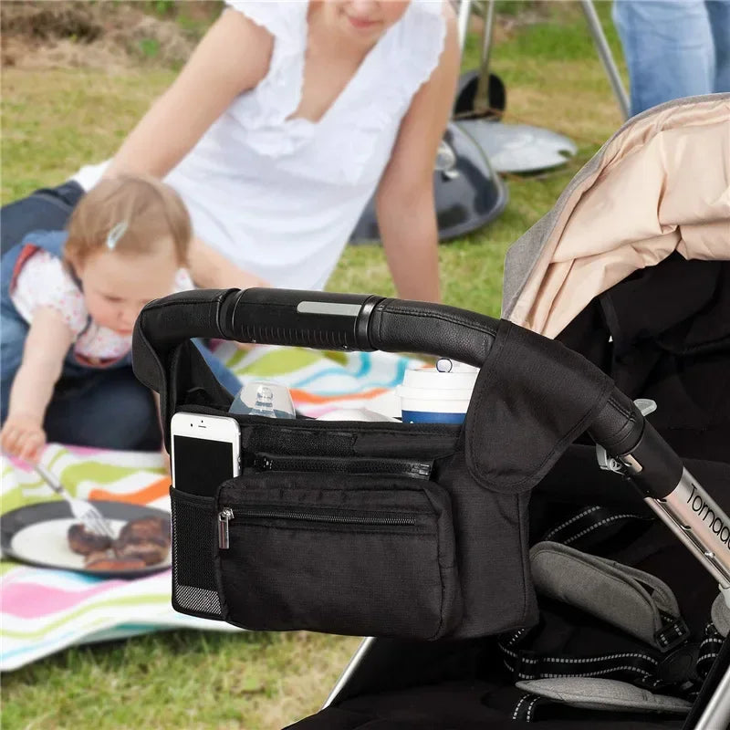Stroller hanging storage bag for bottles and nappies