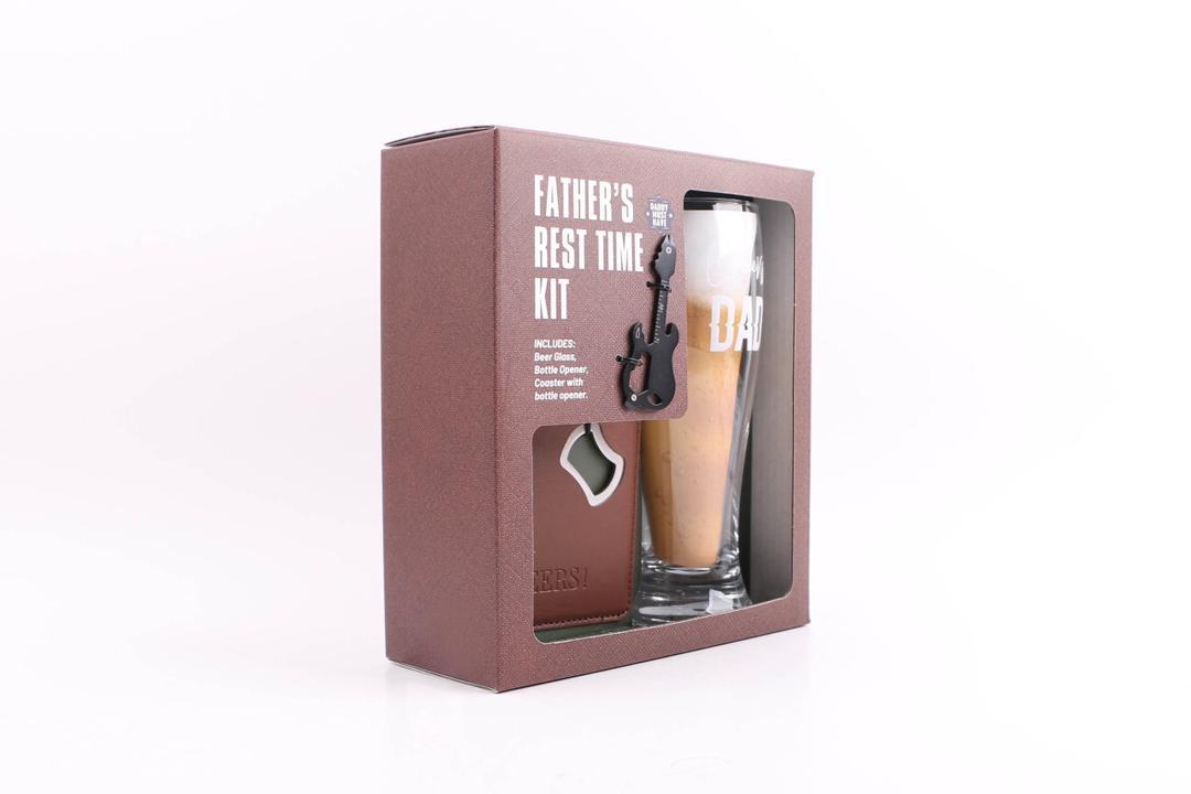 Stylish beer glass set with matching coaster and opener for beer fans
