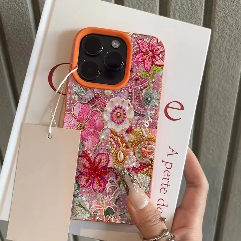 Shock absorbing TPU bumper floral iPhone cover case