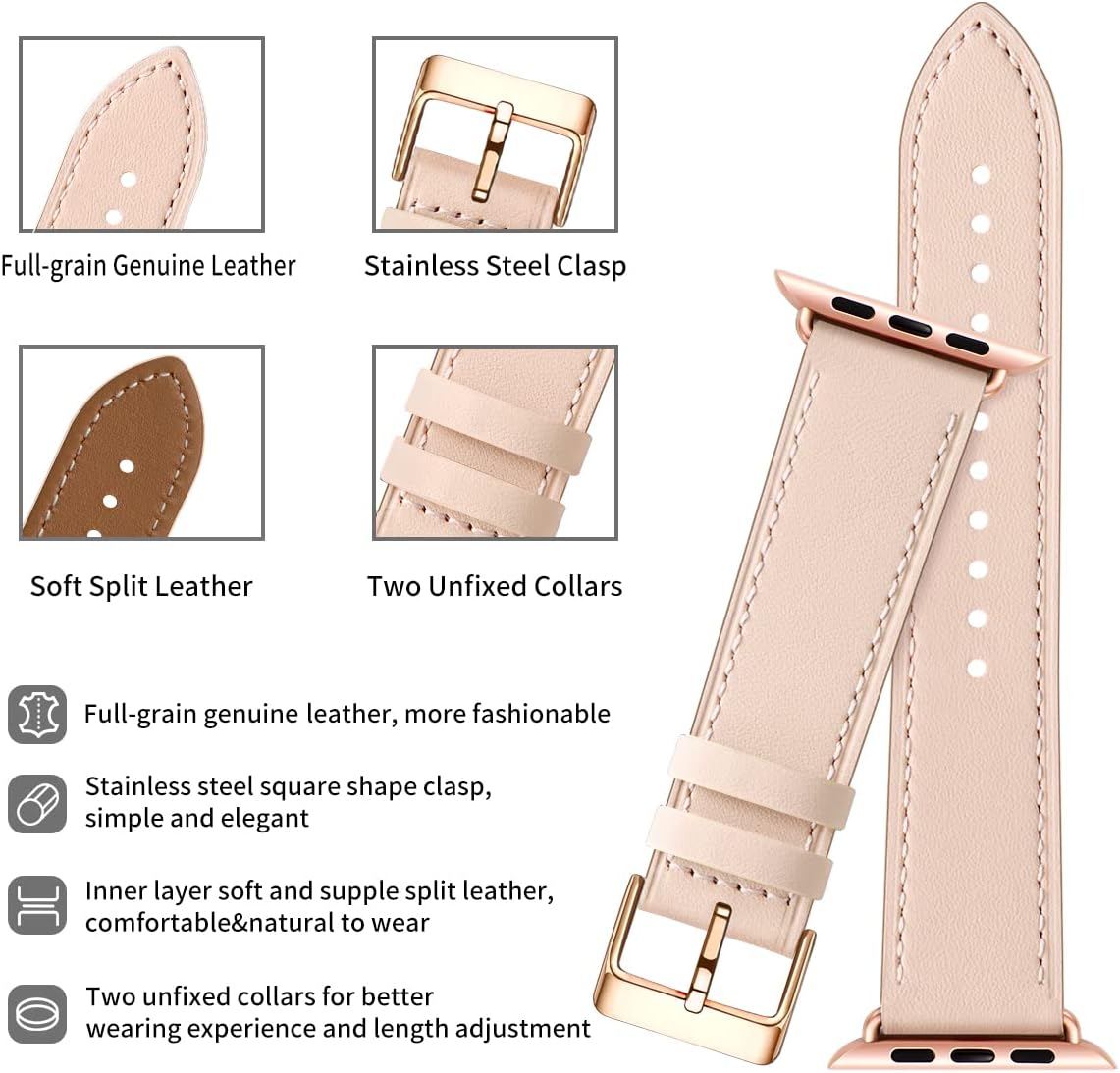 Compatible Apple Watch strap sizes 38mm to 49mm