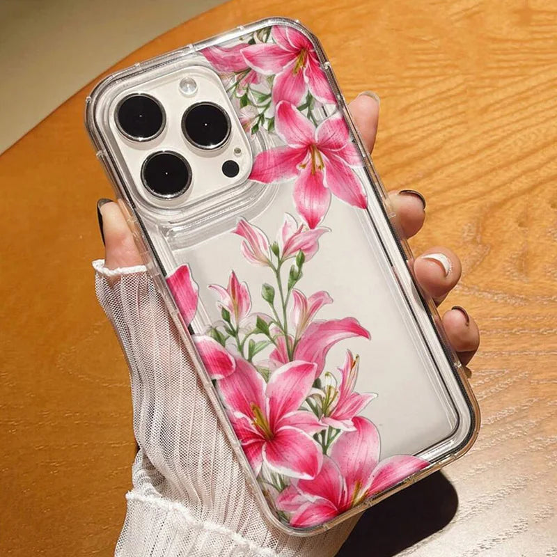 Anti-fingerprint floral iPhone case with clear finish