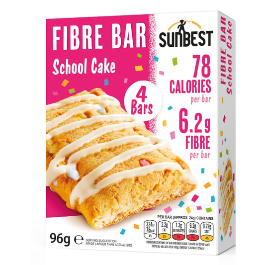Sun Best Fibre Bar 4pk School Cake flavour packed for lunchbox snack