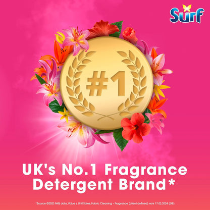 Infused with natural essential oils, Surf Tropical Lily Washing Powder offers a fresh, tropical scent.