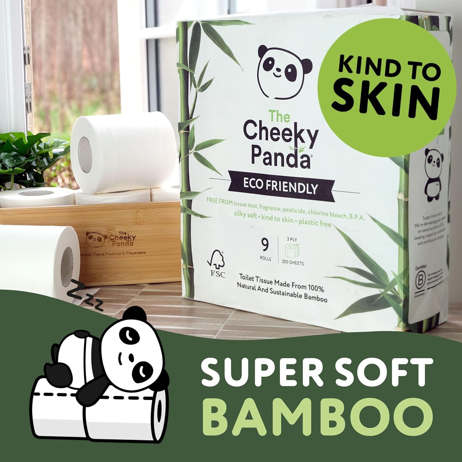 Sustainable and 100% compostable toilet tissue, gentle on skin and kind to the planet