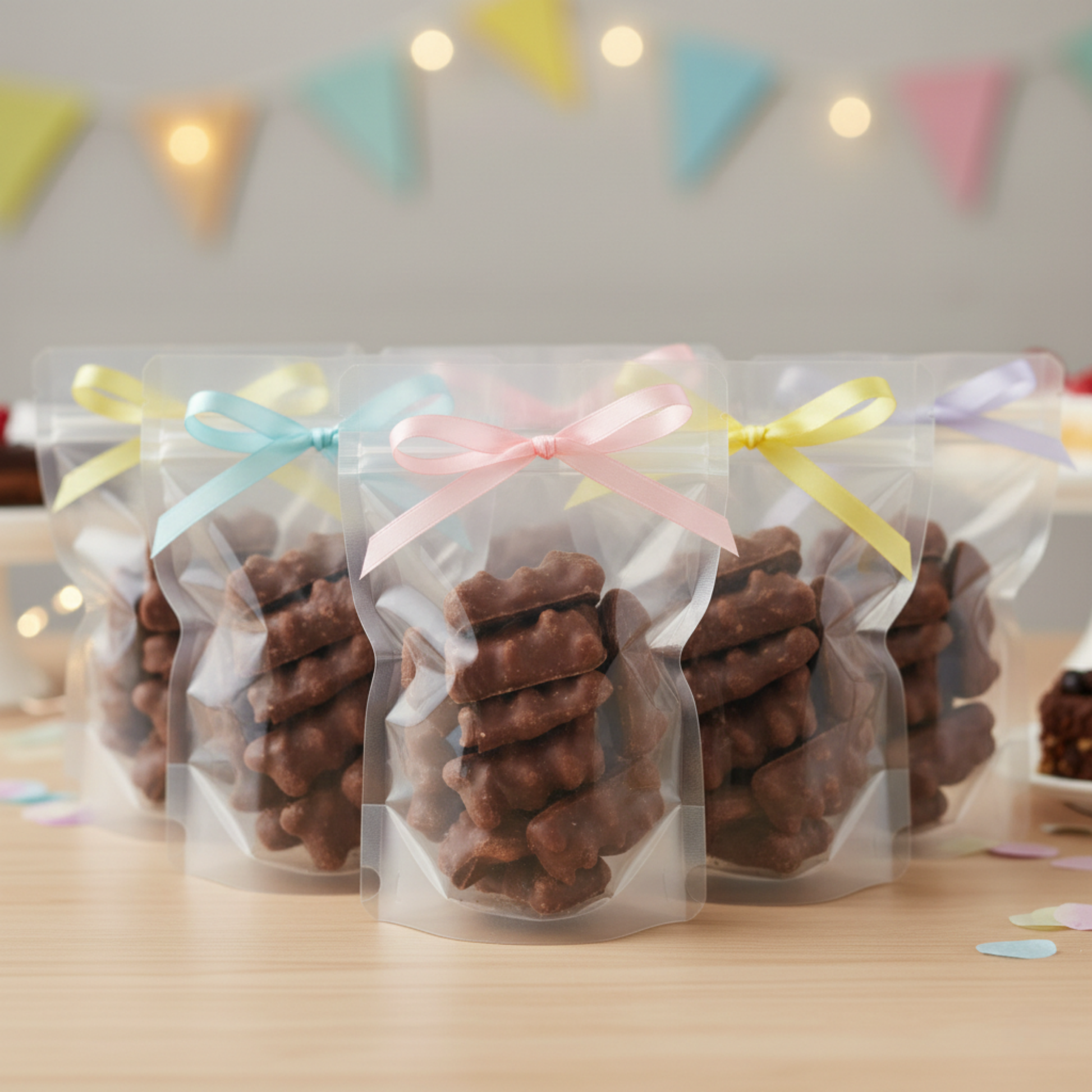 Soft and chewy chocolate flavoured foam bears