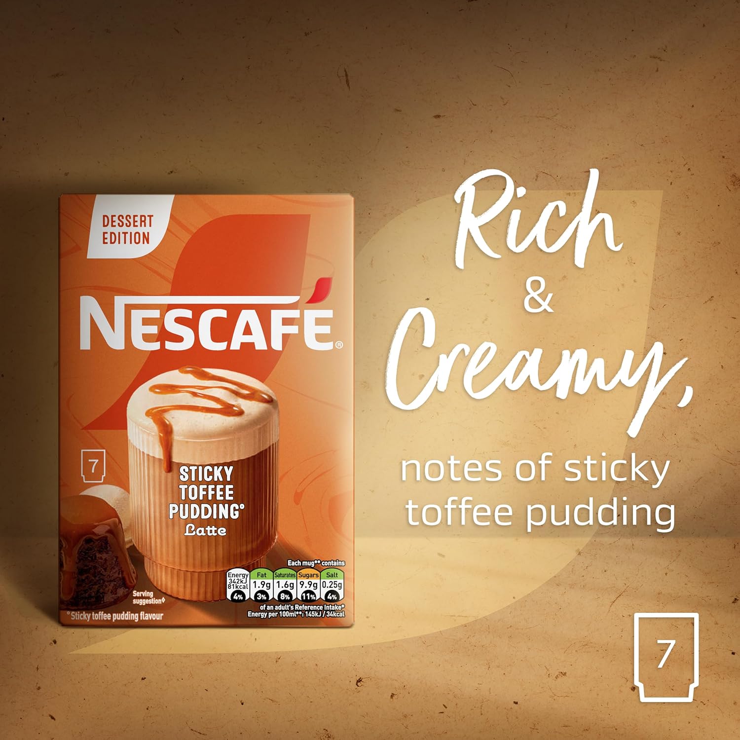 instant toffee pudding latte sachets 7 x 20g