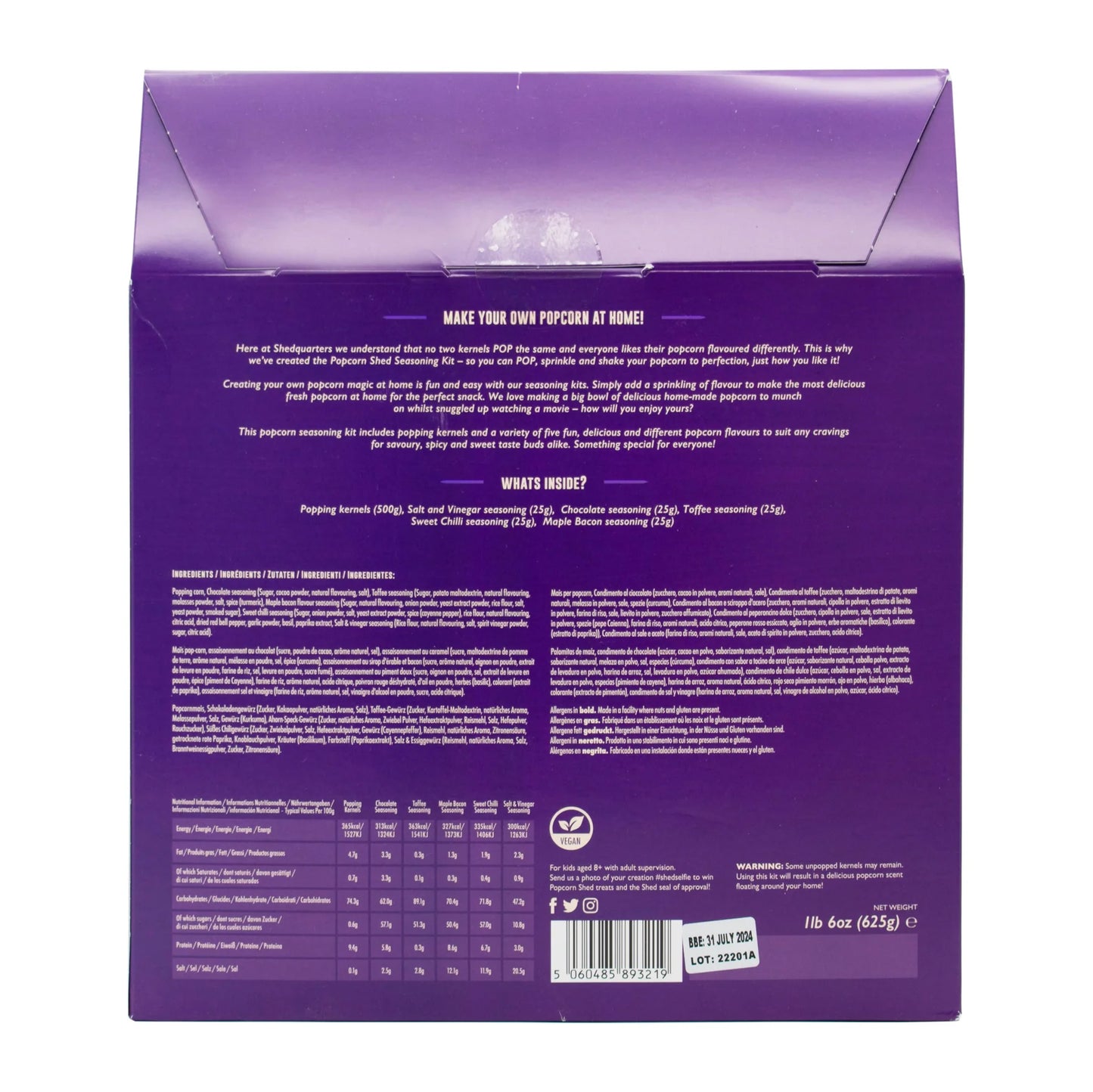 Family fun popcorn kit vegan gluten free