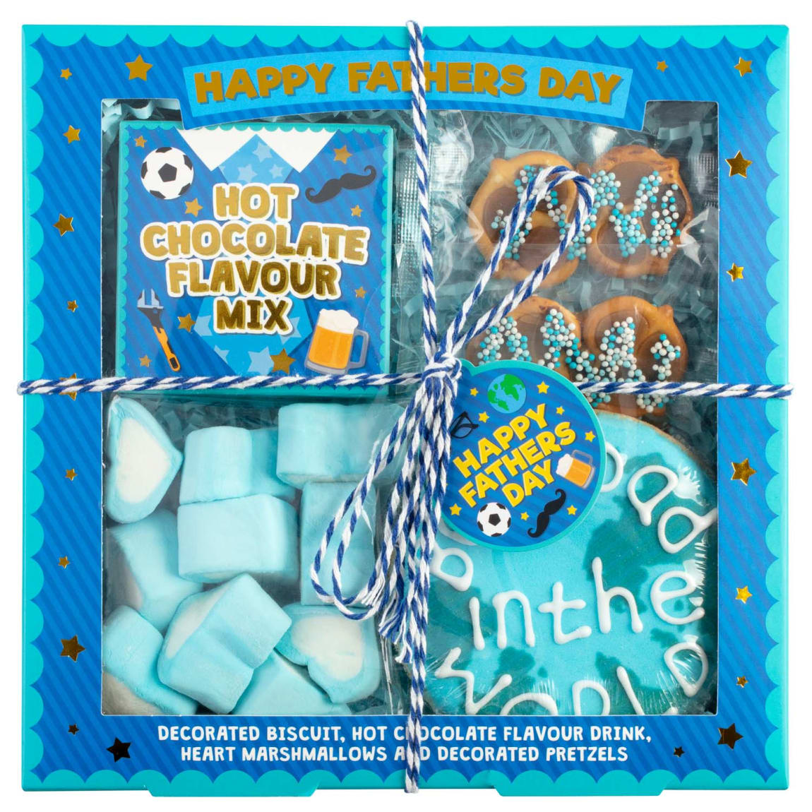 Sweet confectionery gift set with biscuits and snacks