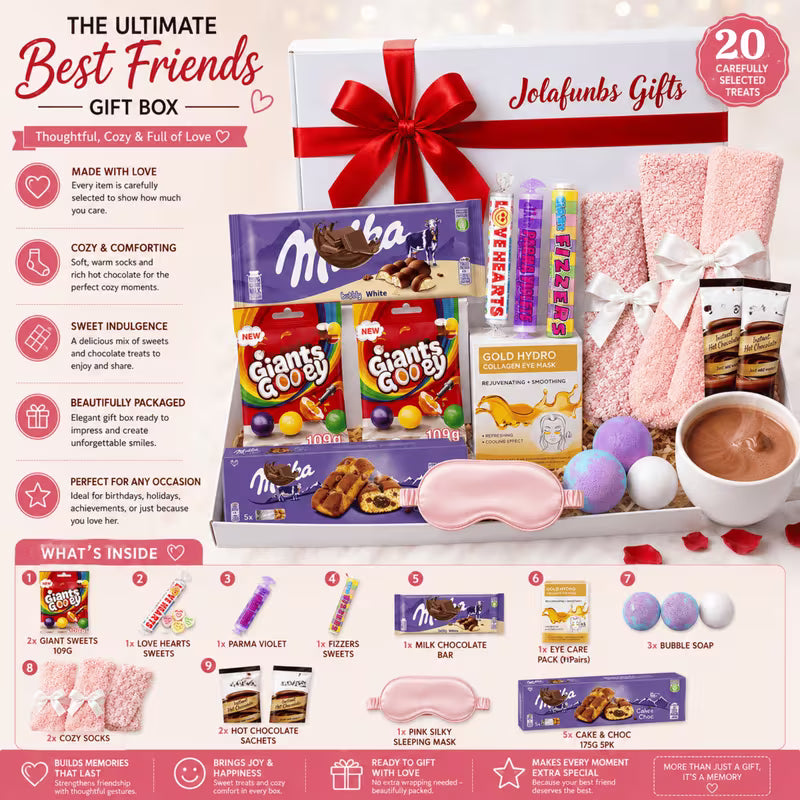 Sweet treat hamper featuring chocolates and hot chocolate sachets