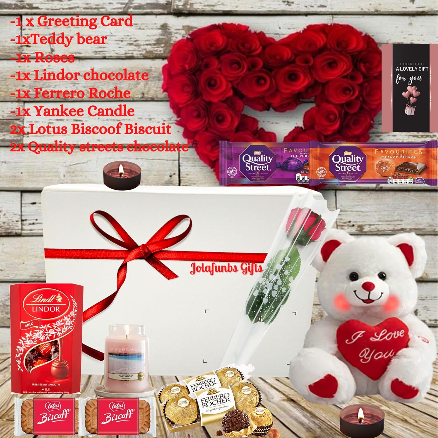 Gift hamper box filled with sweets and chocolate