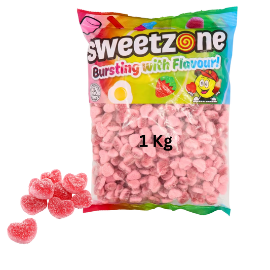 Sweetzone Fizzy Strawberry Hearts 1kg jelly and foam candy
