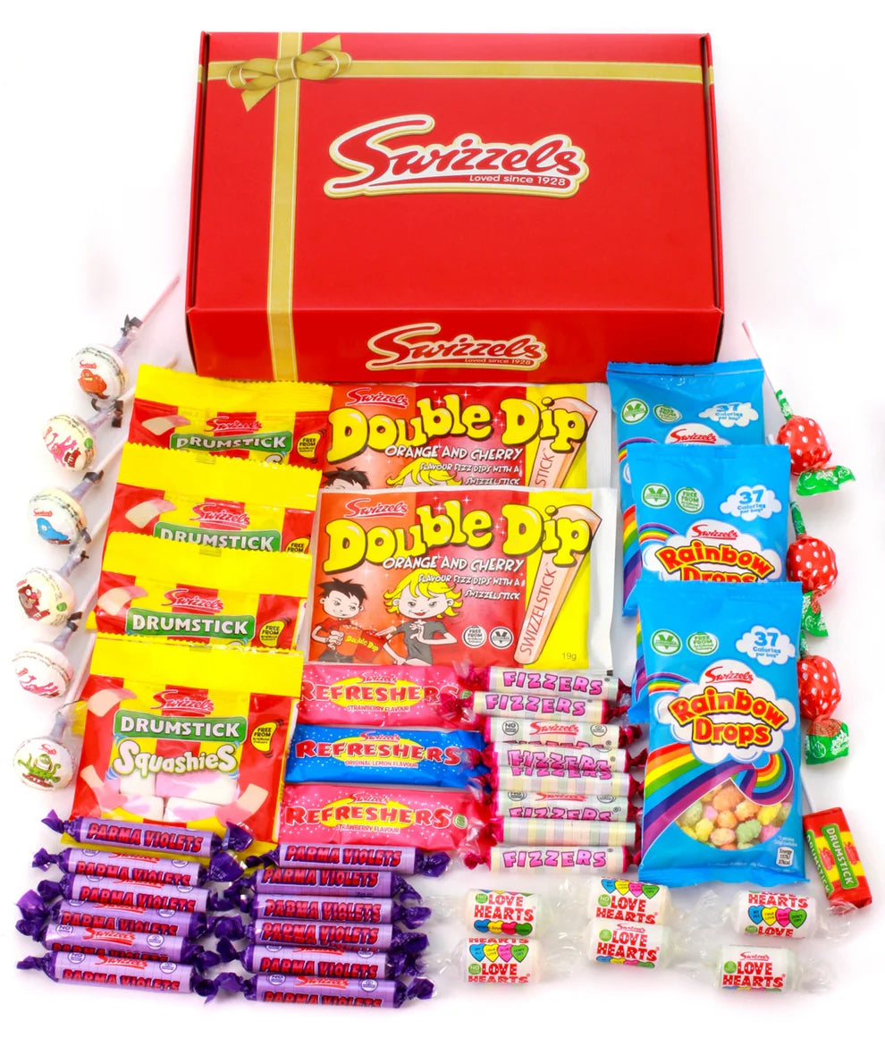 Classic sweets including Love Hearts, Refreshers, Drumsticks, and Parma Violets
