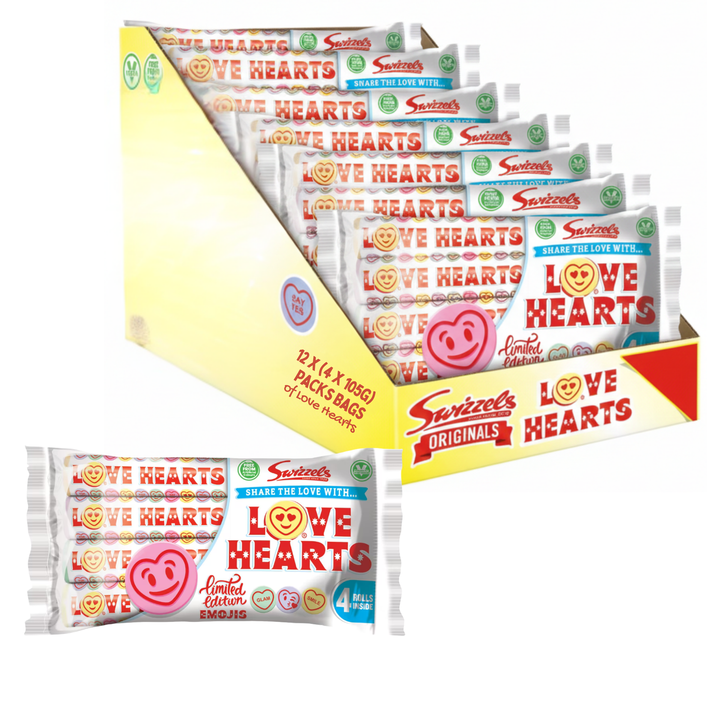 Swizzels Limited Edition Emoji Love Hearts 4 Pack 105g