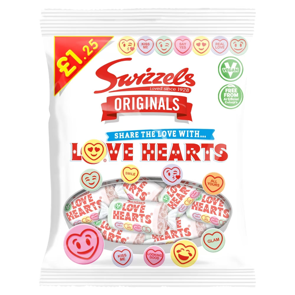 Swizzels Originals Love Hearts 12 x 125g bags