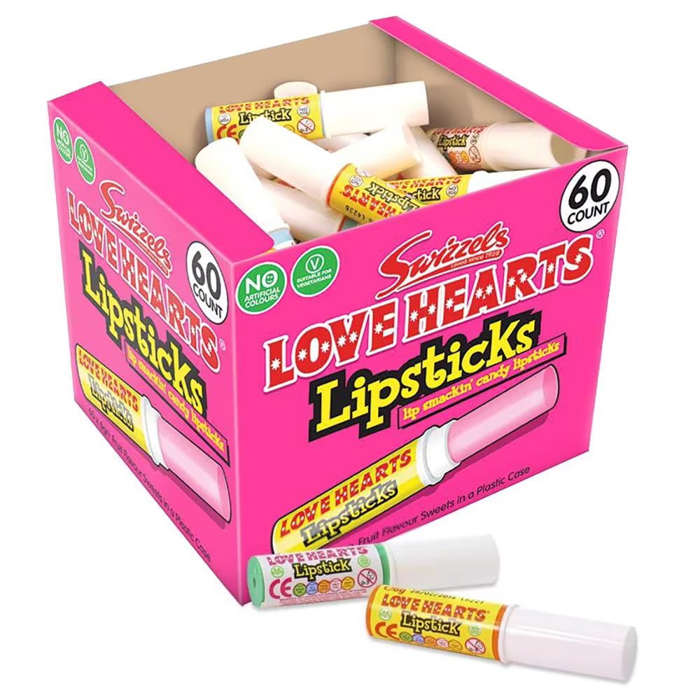Swizzels Love Hearts Candy Lipsticks 60 x 6g packs