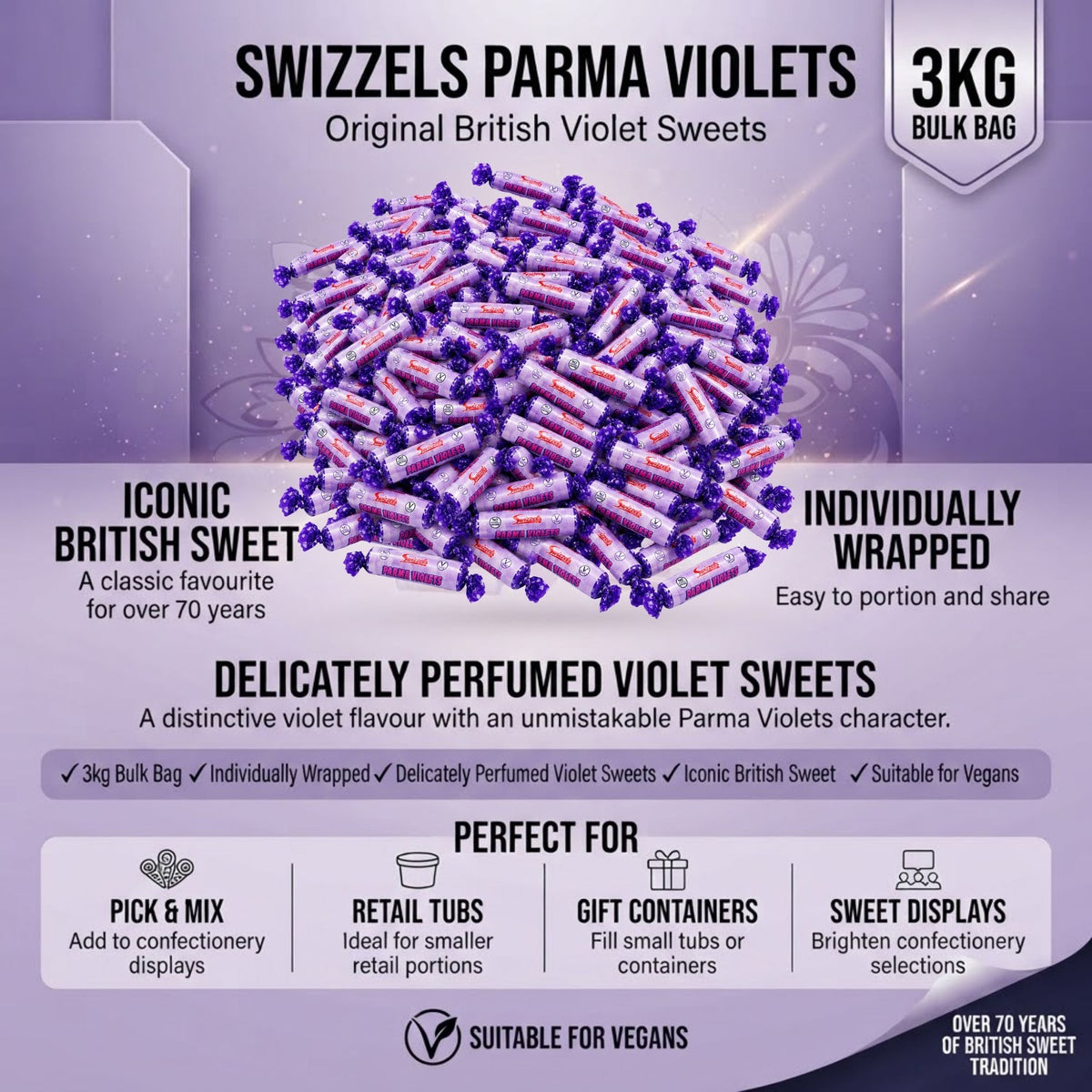 Swizzels Parma Violets & Fruit Fizzers 3kg Bulk Sweets
