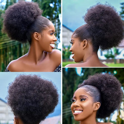 Secure drawstring afro ponytail with clips