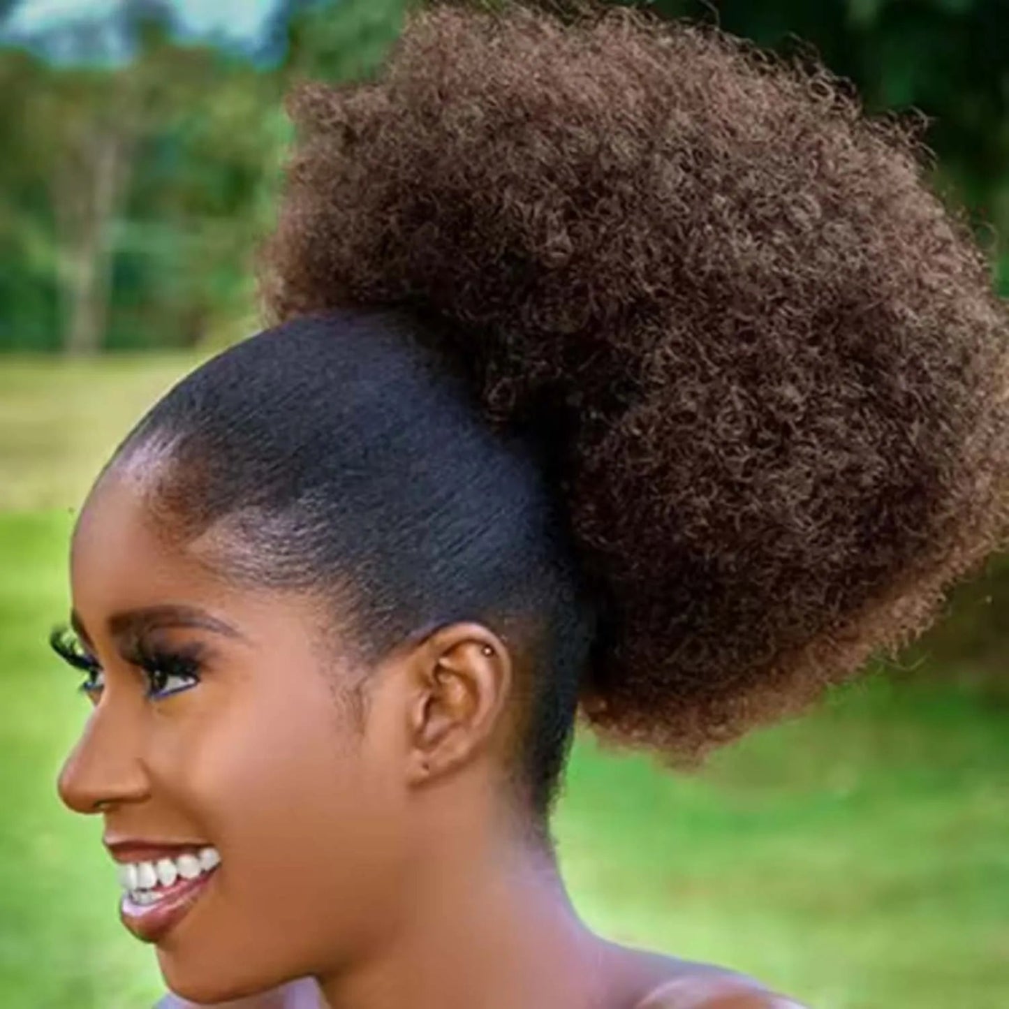 Natural looking kinky curly drawstring ponytail extension