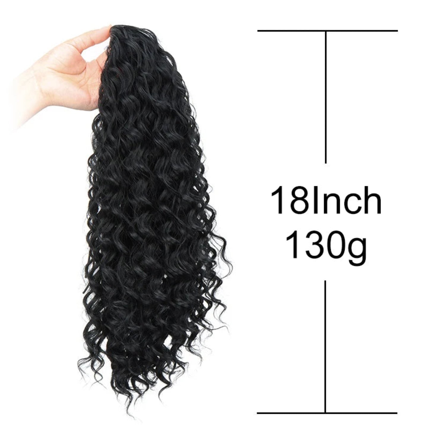 Curly afro style ponytail hair extension black brown