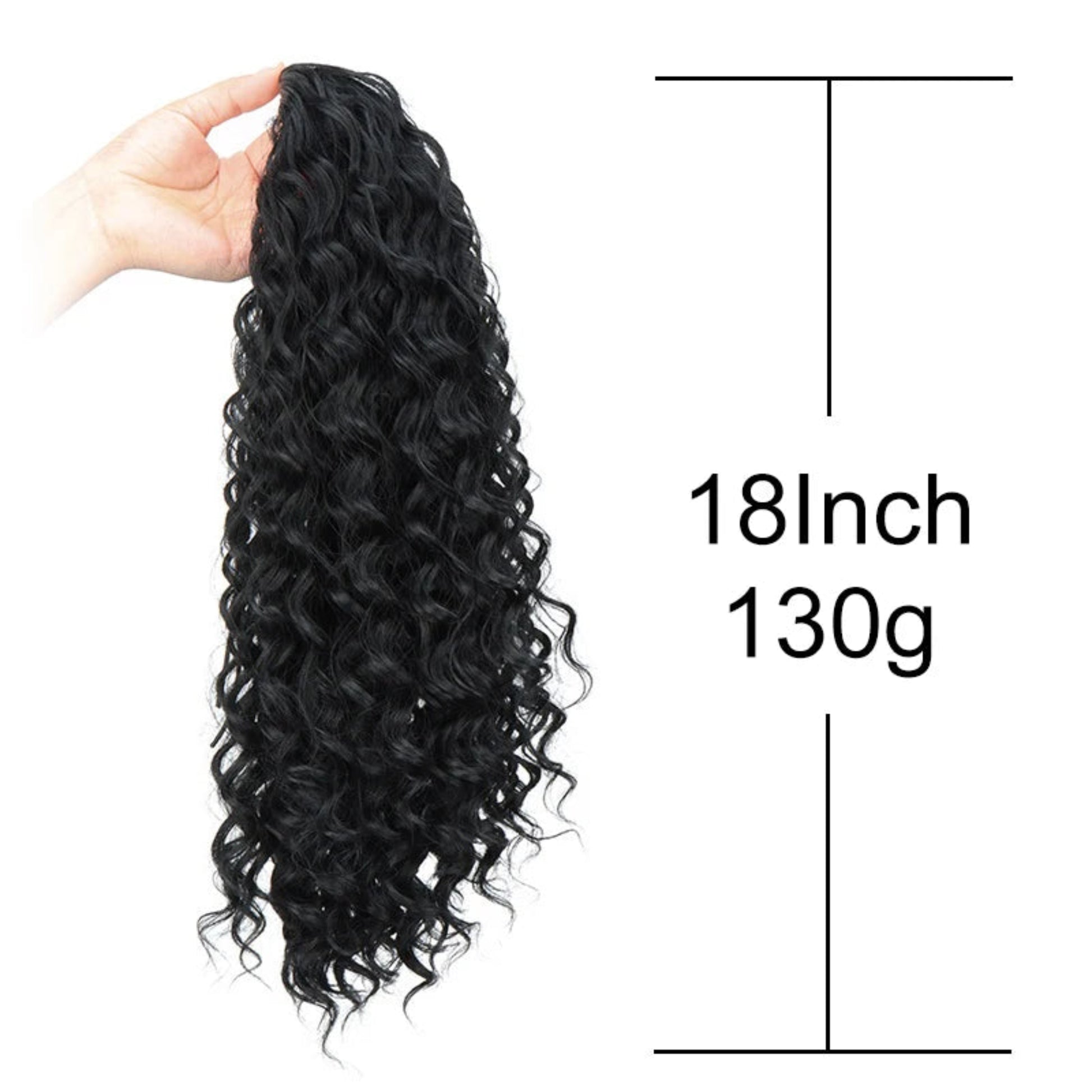 Curly afro style ponytail hair extension black brown