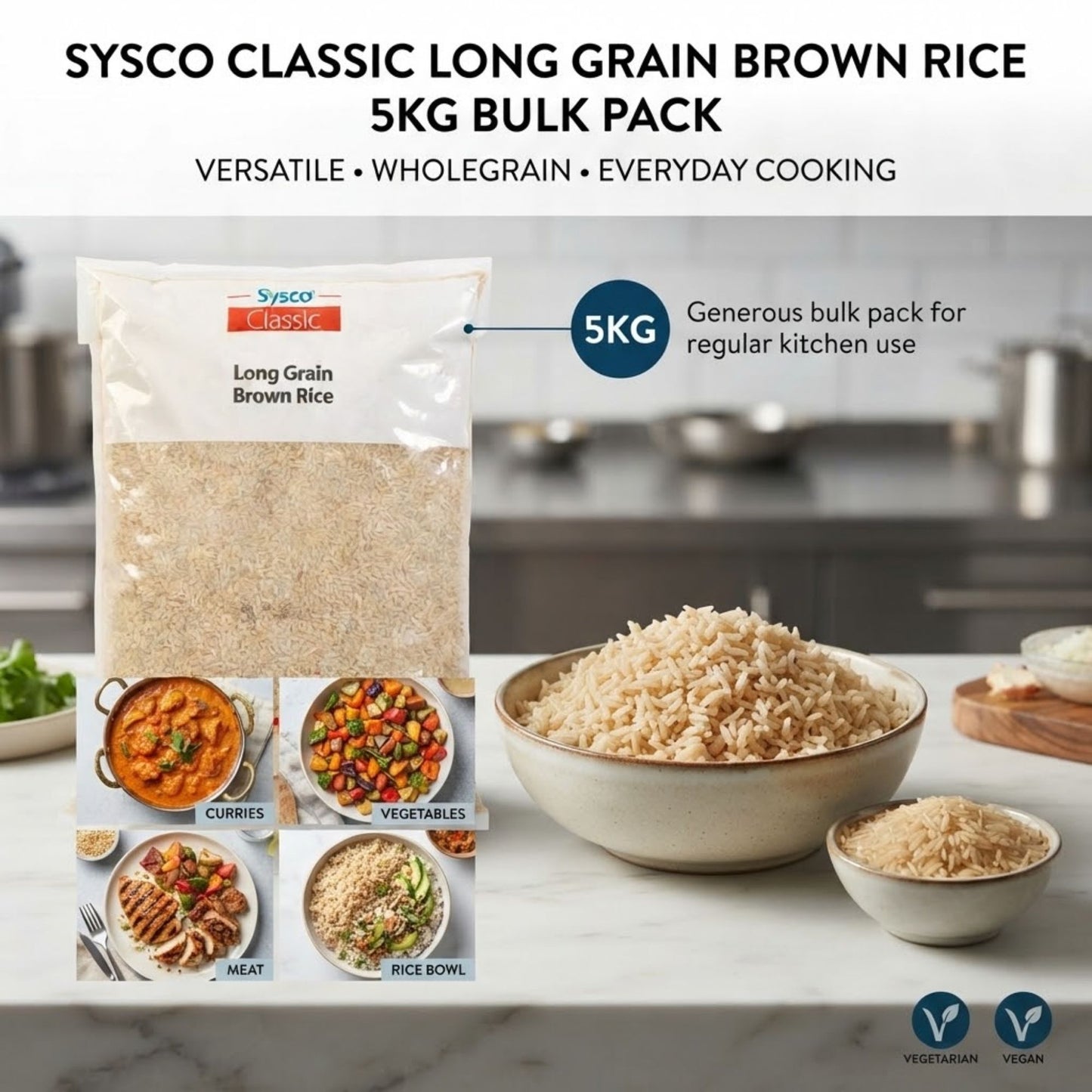 Sysco Brown Rice 5kg bulk pack