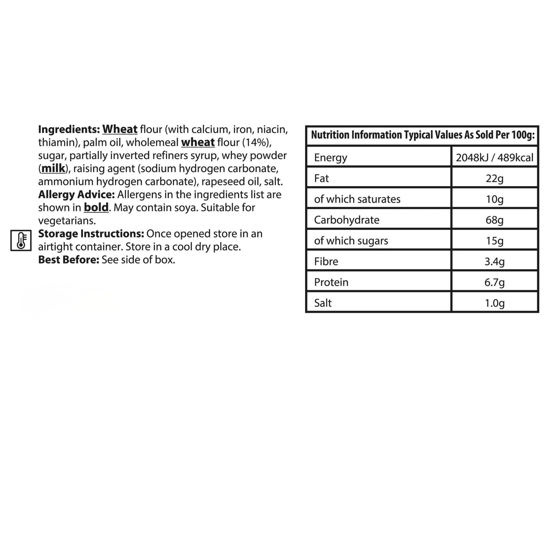 Foodservice digestive biscuits