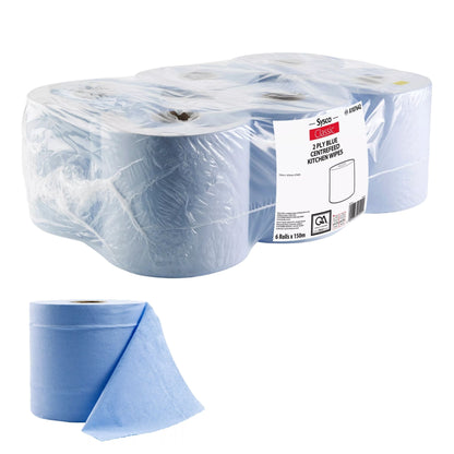 Sysco Classic Blue Centrefeed Kitchen Wipes 6 x 150m