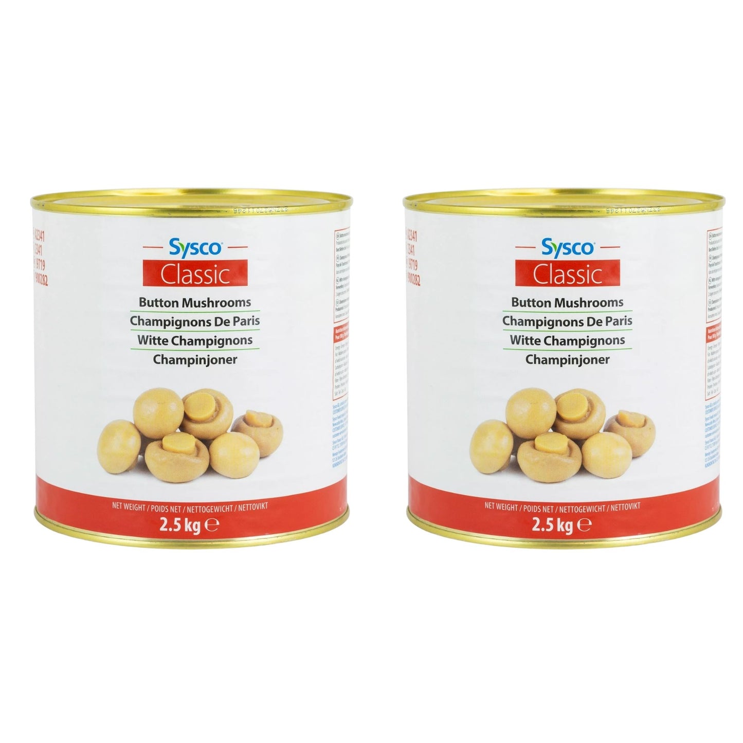 Sysco Classic Button Mushrooms 2 x 2.5kg