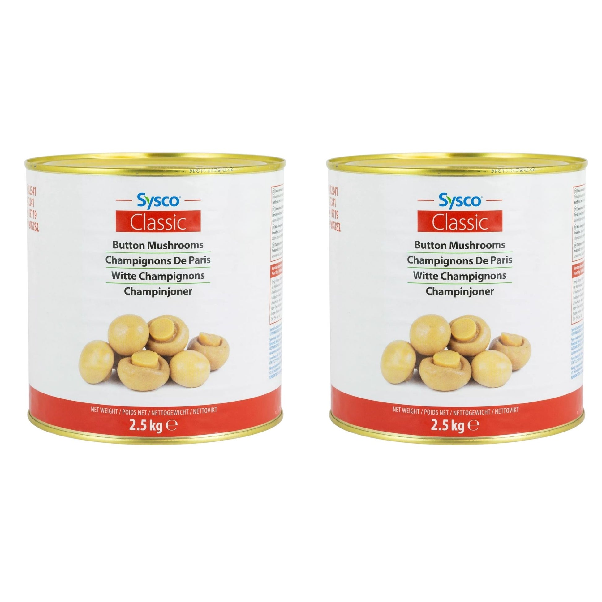 Sysco Classic Button Mushrooms 2 x 2.5kg