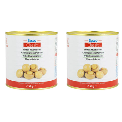 Sysco Classic Button Mushrooms 2 x 2.5kg