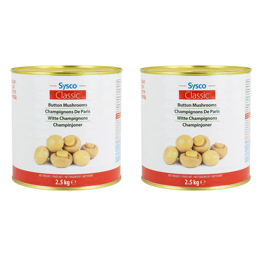 Sysco Classic Button Mushrooms 2 x 2.5kg