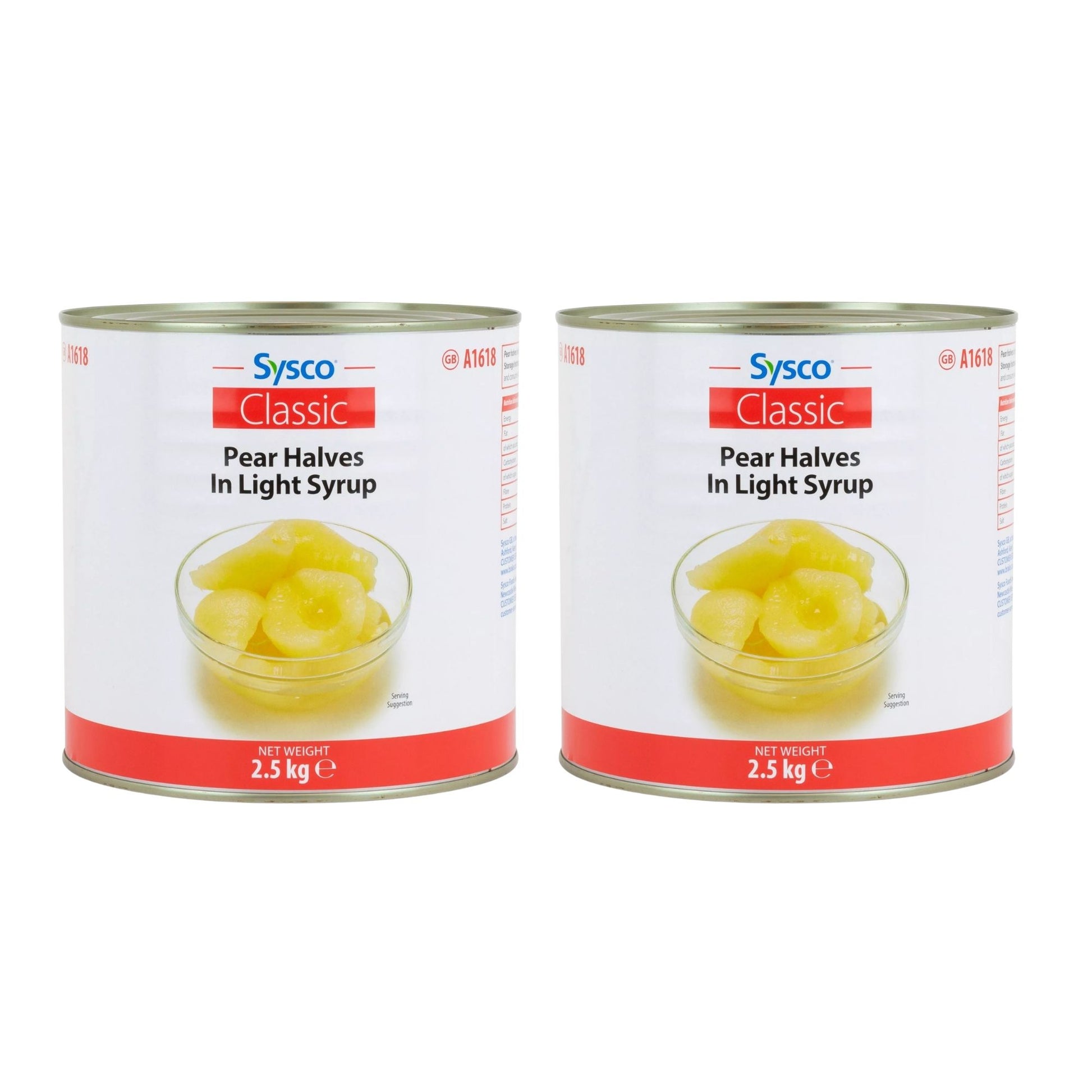 Sysco Classic Pear Halves in Light Syrup 2 x 2.5kg