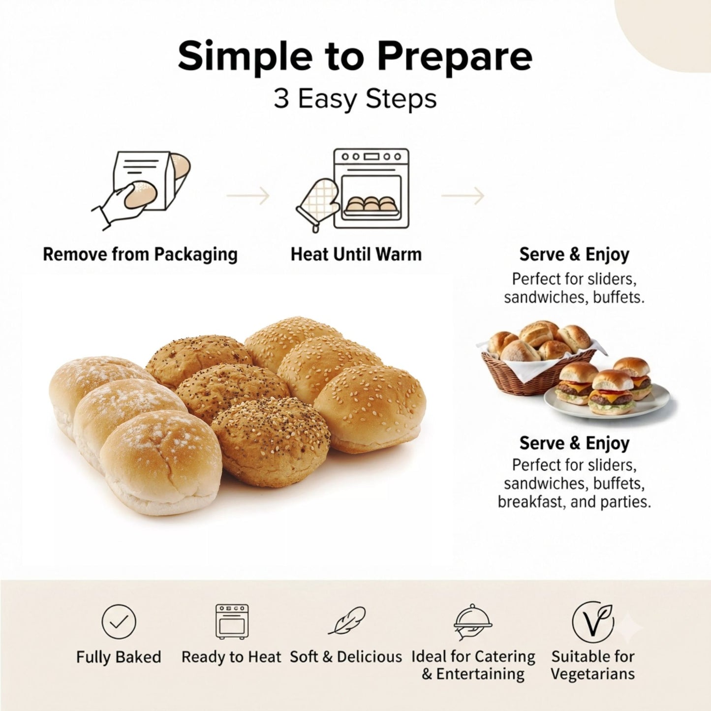 Mini rolls for sandwiches and sliders