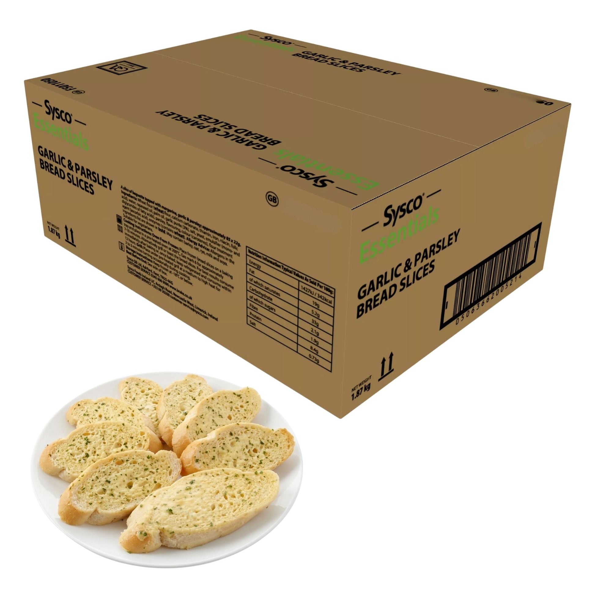 Sysco Essentials Garlic and Parsley Bread Slices 85 x 22g