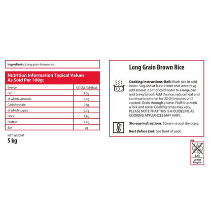 Sysco Classic brown rice for cooking