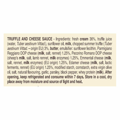 Ready to use truffle cheese sauce for pasta dishes