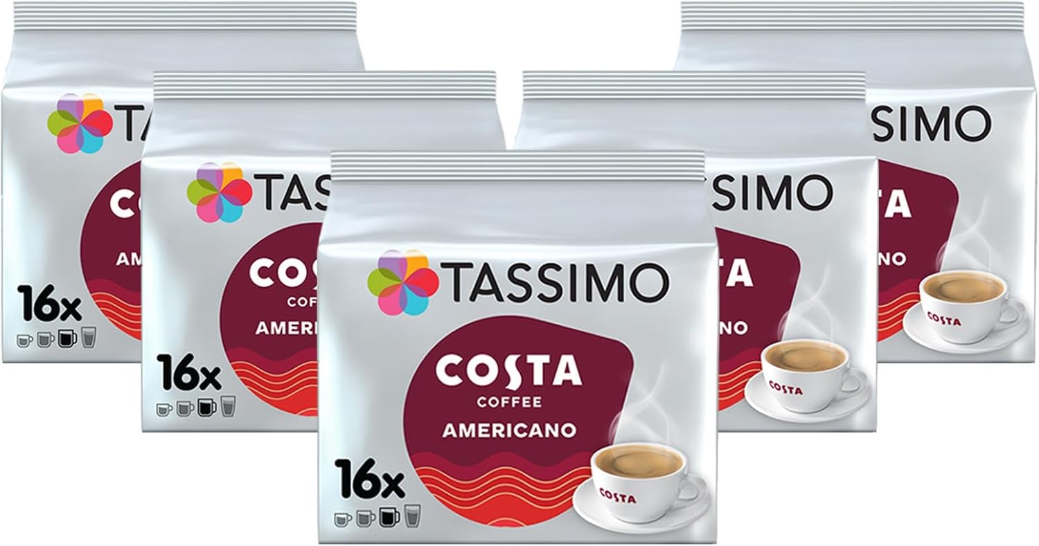 Tassimo Costa Americano coffee pods pack of 5 boxes