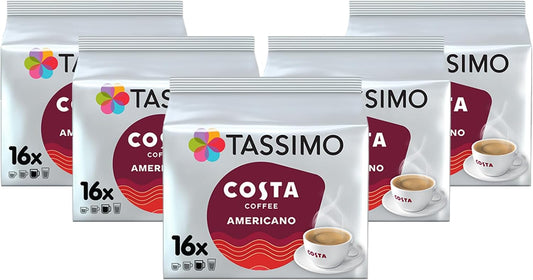 Tassimo Costa Americano coffee pods pack of 5 boxes