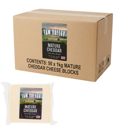 Taw Valley Mature Cheddar Cheese 50 x 1kg packs