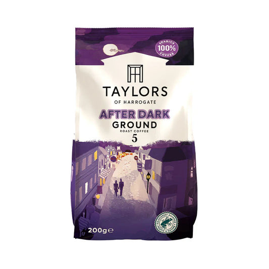 Taylors After Dark Ground Coffee 200g with rich, smooth flavour.