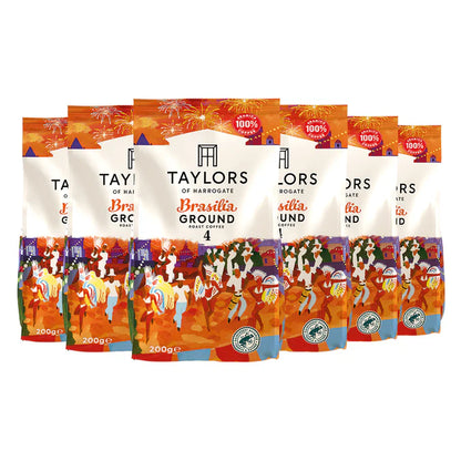 Taylors Brasilia Ground Coffee case with six 200g packs.