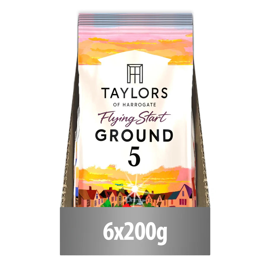 Taylors Flying Start coffee highlighting hazelnut and caramel notes