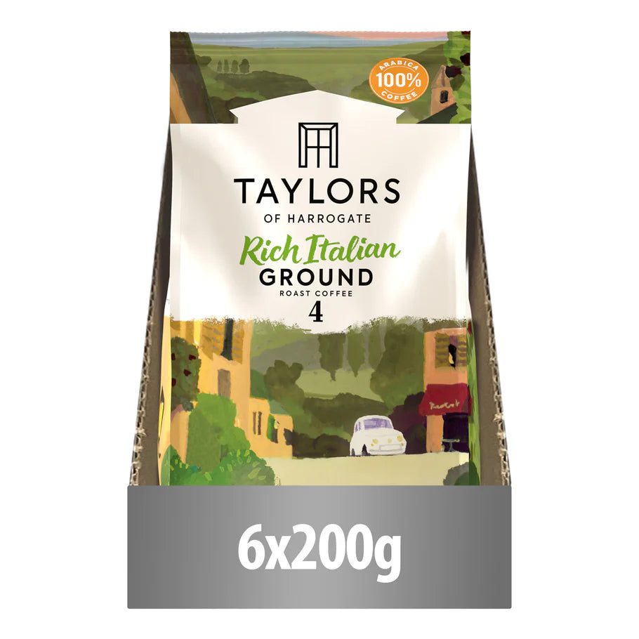 Dark chocolate and almond flavour notes in Taylors Rich Italian coffee.